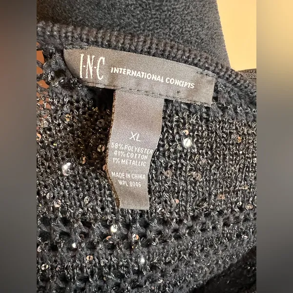 INC International Concepts Black Sequin Long Sleeve Dress - Image 5