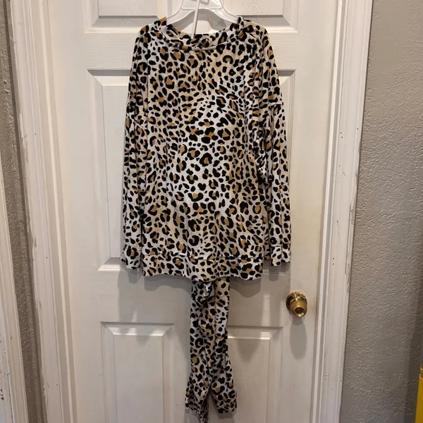 Joyspun Womens Leopard‎ Print Lounge Set Long Sleeve Top Pants Sleepwear Large - Image 5