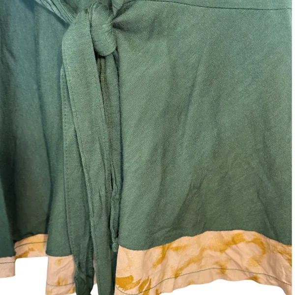 ANTHROPOLOGIE LEFT OF CENTER Forest Green Peplum‎ Tie Waist Puff Sleeve Top S - Image 5