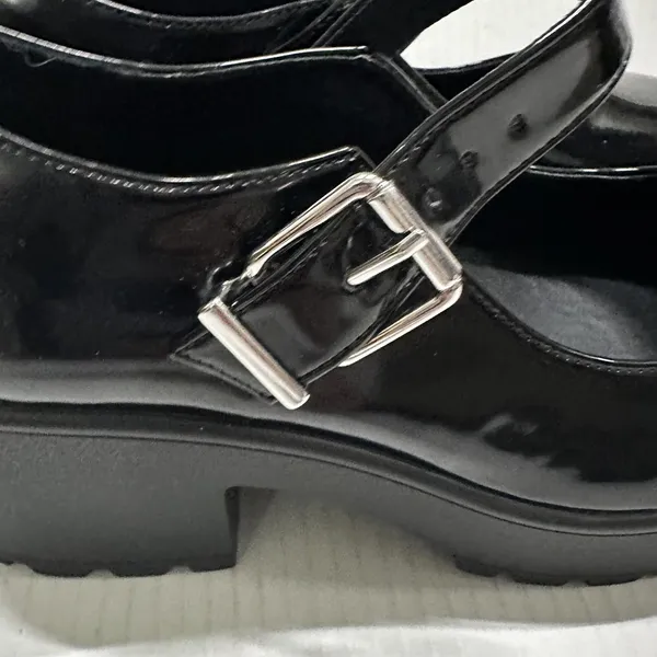 Gianni Bini Mary Jane‎ Platform Heel Shoes Womens 8.5 Shiny Black Block Lug Sole Y2K - Image 3