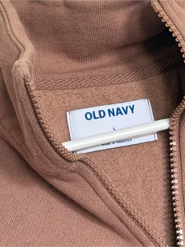 Old Navy Brown Quarter-Zip Cowl Sweatshirt - Image 3