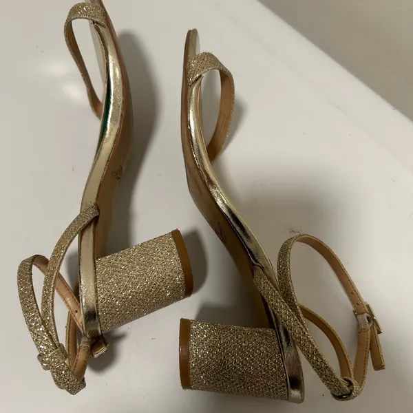 Jewel Badgley Mischka Danni II Block Heel Sandals Gold Silver Size 6 - Image 8