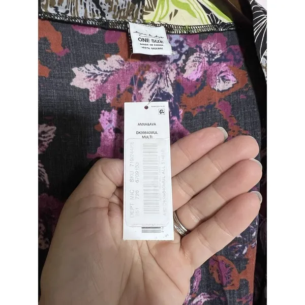 Anna & Ava Long Floral Print Kimono NEW One Size Purple Artsy Lounge - Image 3