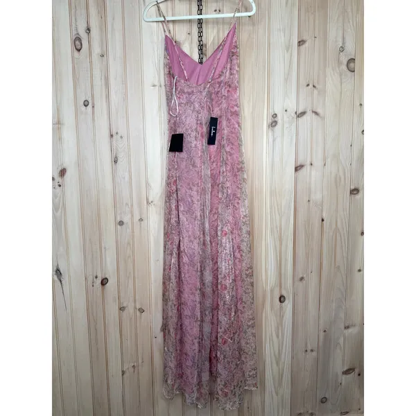 NWT Lulus Forever Dreamy Pink Floral Organza Backless Maxi Dress Gala Party XL - Image 9