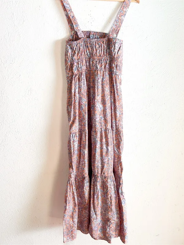 J. Crew Tiered cotton midi dress convertible straps bouquet block print medium - Image 5