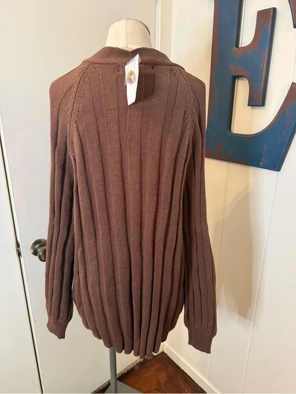 Forever 21 Chocolate Brown Cable Knit Button Cardigan Sz M NWT - Image 2