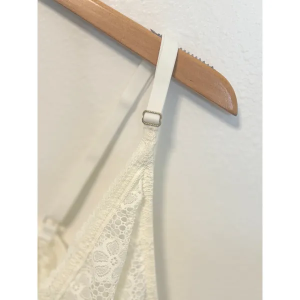 Aerie Lace Bodysuit Sz XXL Cream Floral V-Neck Crisscross Back NWT‎ - Image 7