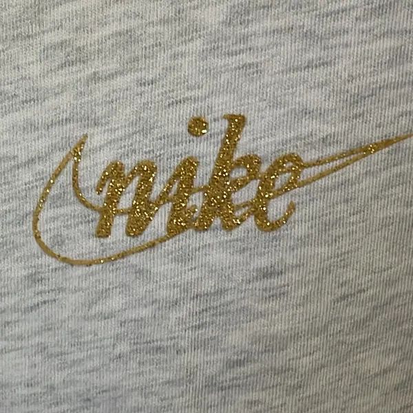 Nike Long Sleeve Gold Sparkle Logo Tee Large Activewear Workout - Image 2