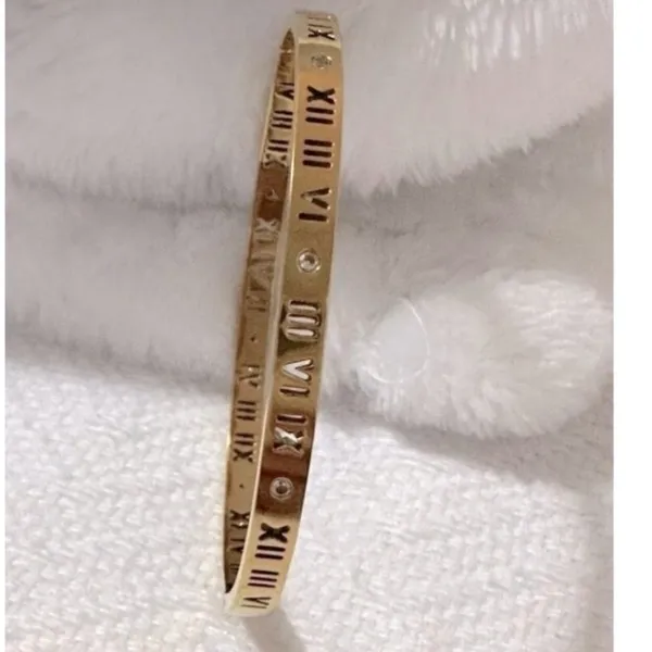 18K Gold Plated Cubic Zirconia Bangle Bracelet Titanium steel womens jewelry - Image 9