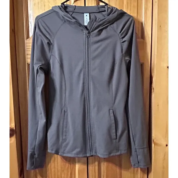 Yogalicious Womens Slim Fit Zip‎ Up Hoodie Jacket Purple M Athleisure Activewear - Image 2