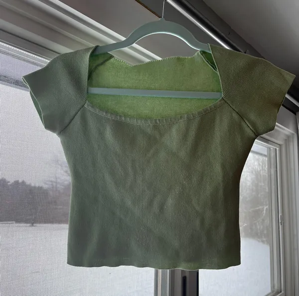 Sage Green Knit Crop Top - Image 4