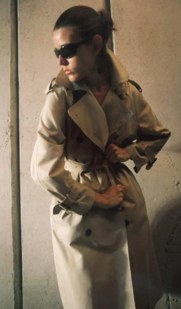 Zara coat jacket overcoat trench duster long double breasted beige tan casual - Image 6