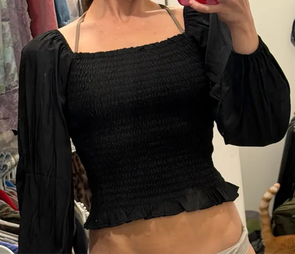 Smocked Peasant Top Black Size M - Image 3