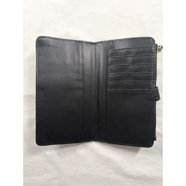 Nanette Lepore Black Pebbled Faux Leather Continental Snap Zip Wallet Clutch - Image 4