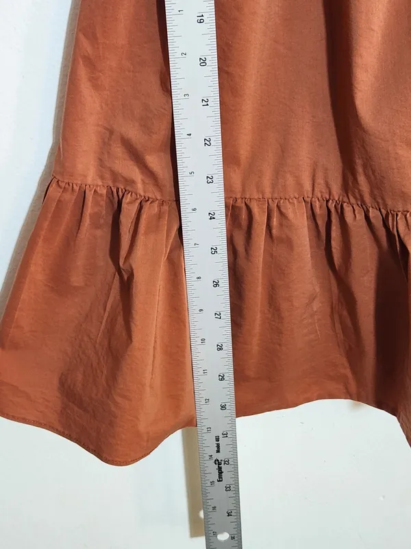 Olivaceous Terra Cotta Puffy Sleeve Mini Dress Size Small Wedding Guest Dress - Image 7