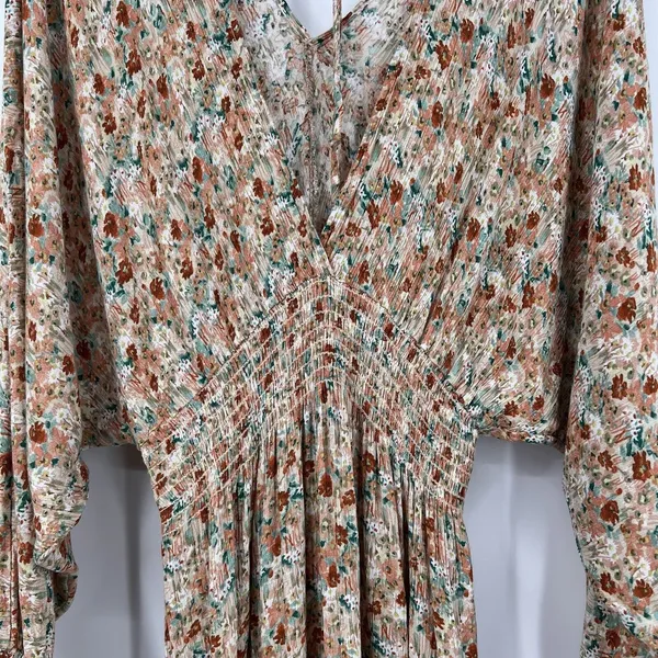 Final Touch Floral Mini Dress Multi Dolman Sleeves Coastal Cowgirl Boho Size M - Image 7