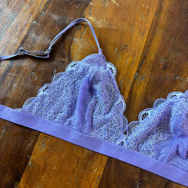 Madewell Purple Floral Lace Triangle Bralette Adjustable Straps Small‎ SP - Image 8