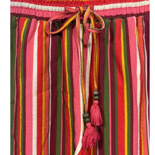 BCBG BCBGeneration‎ Striped Wide Leg Tassel Drawstring Pants M Red Size M - Image 11