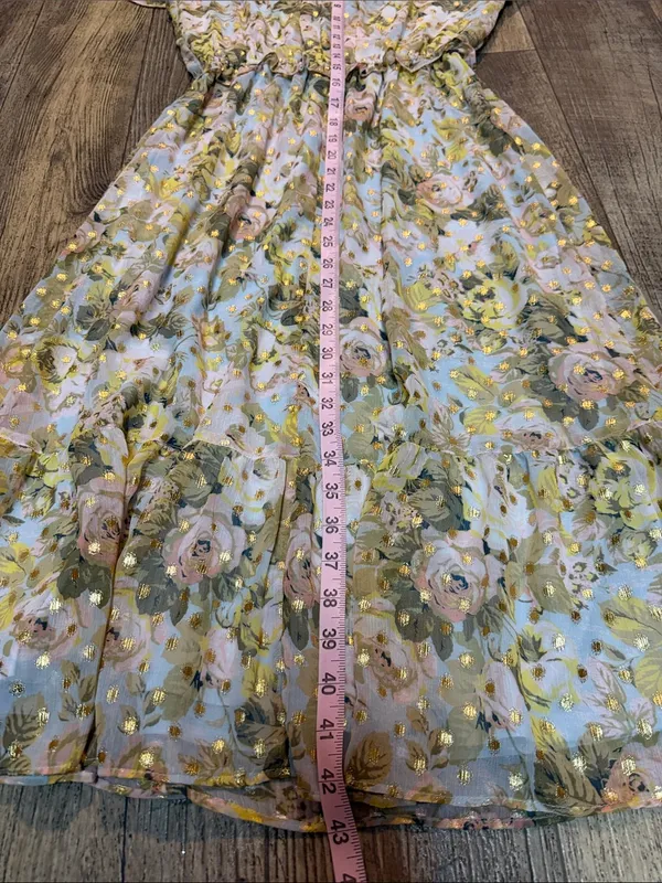 Lauren Conrad - Pastel Floral Wrap Midi Dress with Gold Accents - Image 7