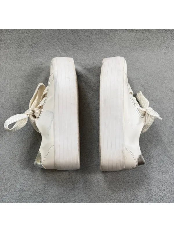 Bershka Women’s White Silver Platform Sneakers Chunky Lace Up EU 37 US 6.5 - Image 7