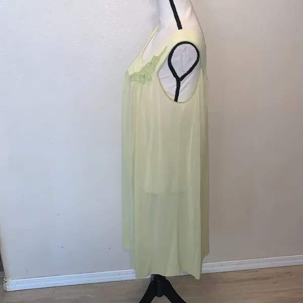 Vintage 70s Lorraine Nylon Nightgown Yellow Floral Medium Made USA - Image 6