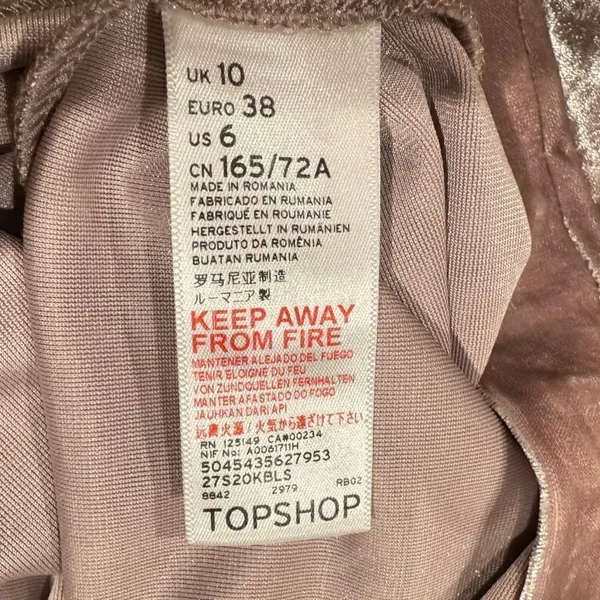 Topshop Dusty Pink Crushed Velvet Skater Skirt Women’s 6 - Image 5
