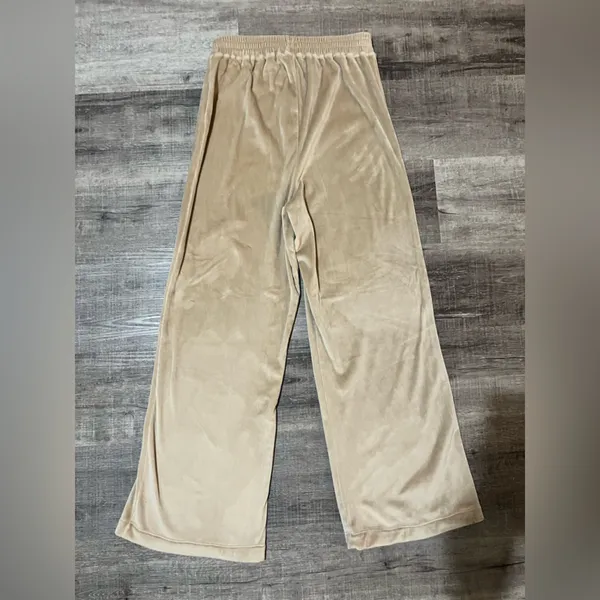 SKIMS Velour Wide Leg Pants in Honey - Image 4