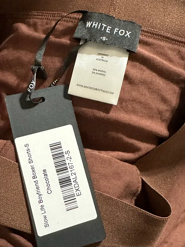 White Fox slow life boyfriend boxer shorts size Small in chocolate brown - Image 5