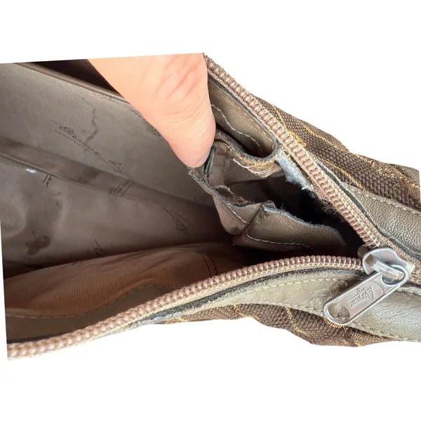 Etienne Aigner Vintage Monogram Logo Shoulder Bag Brown‎ Canvas Leather Trim - Image 14