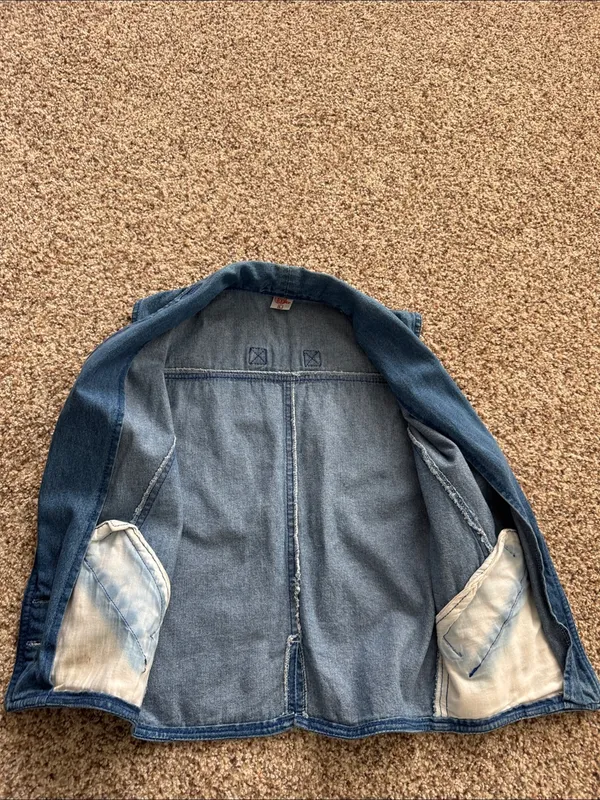 Denim Vest with Embroidered Shawl Collar vintage - Image 9