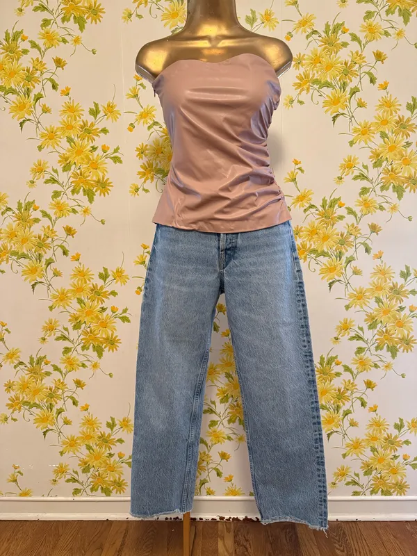 Zara Strapless Faux-Leather Top size S - Image 3