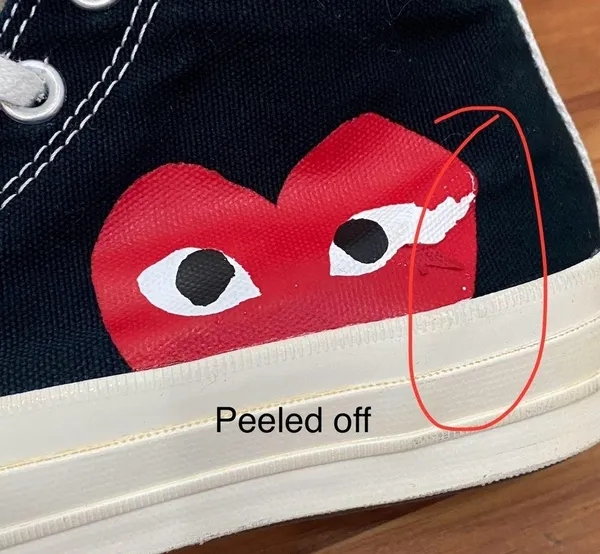 CONVERSE X Comme des Garçons PLAY High Top Chuck 70 Unisex Sneakers Women’s 7 - Image 12