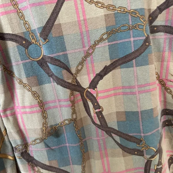 Ralph Lauren equestrian plaid long sleeve top chains hardware preppy stretch - Image 7