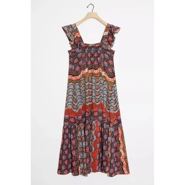 Anthropologie COREY LYNN CALTER Doriane Midi Dress Print Ruffled Abstract XS - Image 12