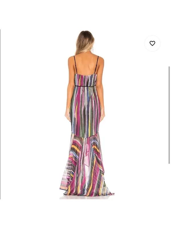 MICHAEL COSTELLO x REVOLVE Atienne High Low Maxi Dress w/ Train in Multi Size XS - Image 3