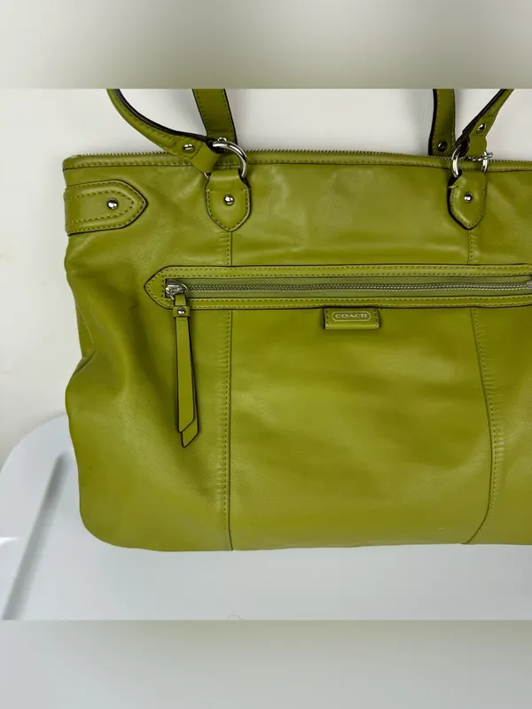 Coach Daisy Emma Green Leather Shoulder Bag Tote - Image 2