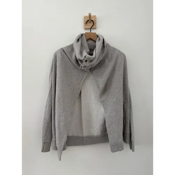 ALLSAINTS Brooke Sweat Women’s Gray Snap Hooded Jacket Pockets Size Sm Lounge - Image 4
