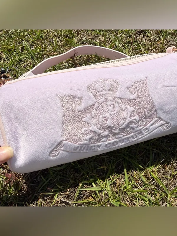 Juicy Couture Pink Velour Barrel Bag Mini Pouch Y2K Coquette Set New - Image 2