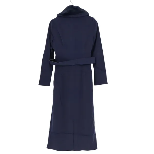 Naked Wardrobe The Statement Trench Coat Womens XS Navy Stretch Fur Trim Lined - Image 4