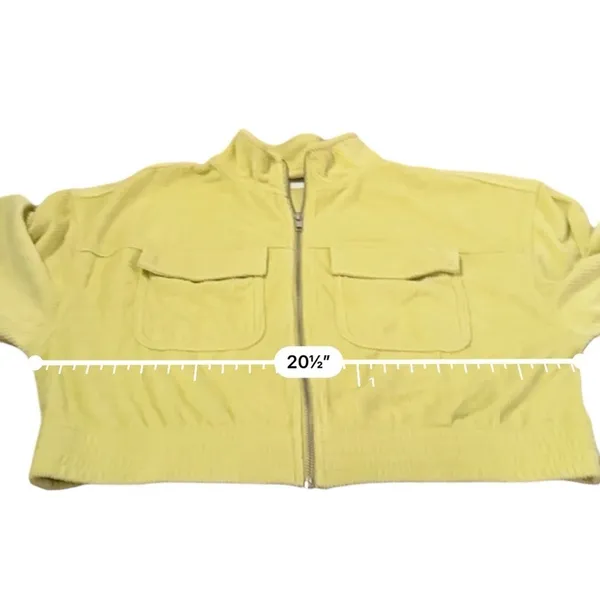 Aerie‎ Neon Green Yellow Corduroy Full Zip Long Sleeve Bomber Jacket Sz M NEW - Image 6
