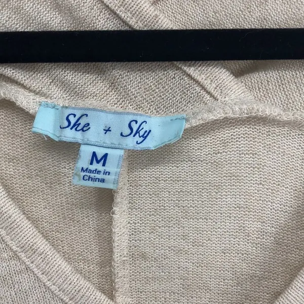 She + Sky top cotton knit oversized top coastal Grandma summer longline size M - Image 4