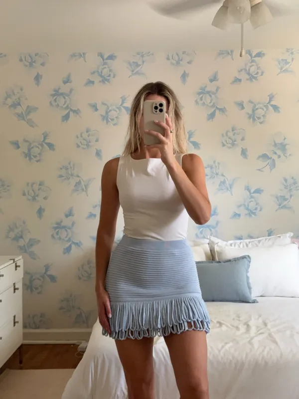English Factory Mini Skirt Fringe Blue - Image 3