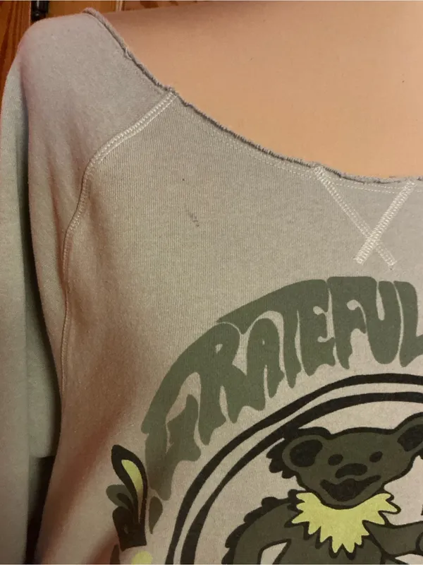 American Eagle Grateful Dead Bear Skull Sweatshirt XS Gray Lived-In Raw Edge - Image 2