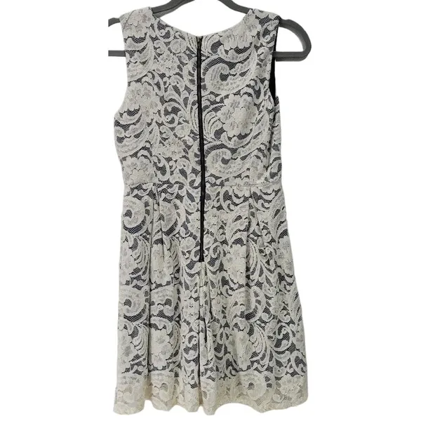 Monteau White‎ Lace Dress V Neck Sleeveless Party Cocktail Dress - Image 2