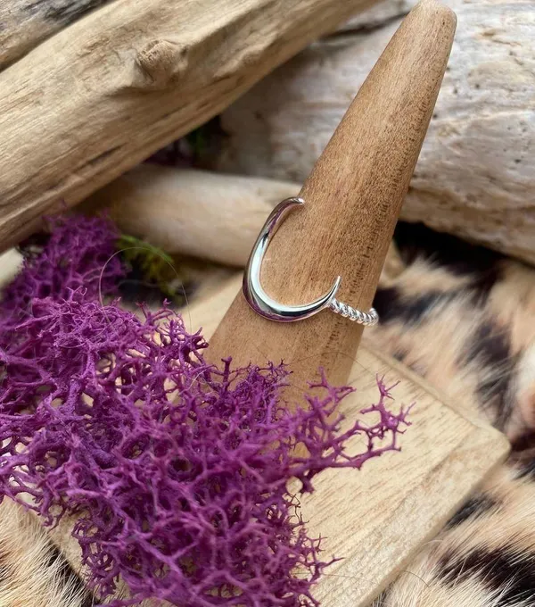 Large Crescent Moon Sterling silver Ring 8,9,10 - Image 6