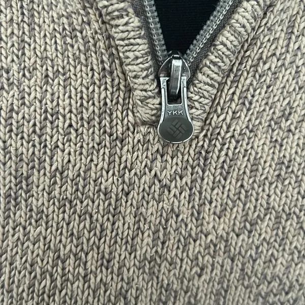 Columbia Tan Quarter Zip Jacket w/ Cable Knit Details - Image 4