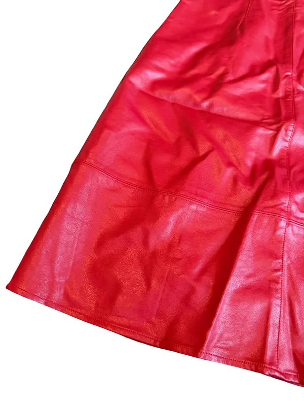 Eri + Ali Red Faux Leather Skirt Vegan Party Bold Cocktail Size 6 Women's - Image 6