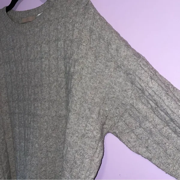 H&M L Wool Blend Cable Knit Sweater Gray - Image 2