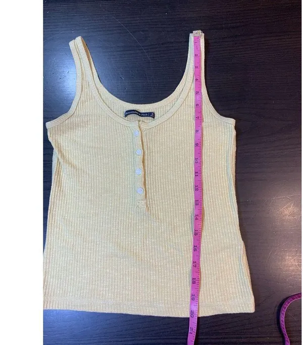 Abercrombie Tank Top Women Small Yellow Stretch Sleeveless Henley Preppy - Image 11