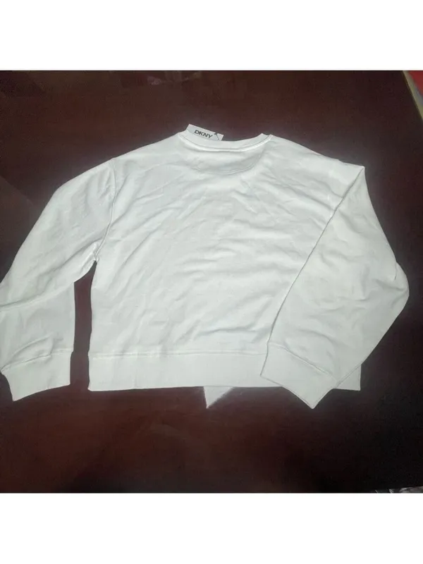 DKNY Dogs & The City Novelty Graphic cotton fleece sweatshirt Grunge White Sz L - Image 9